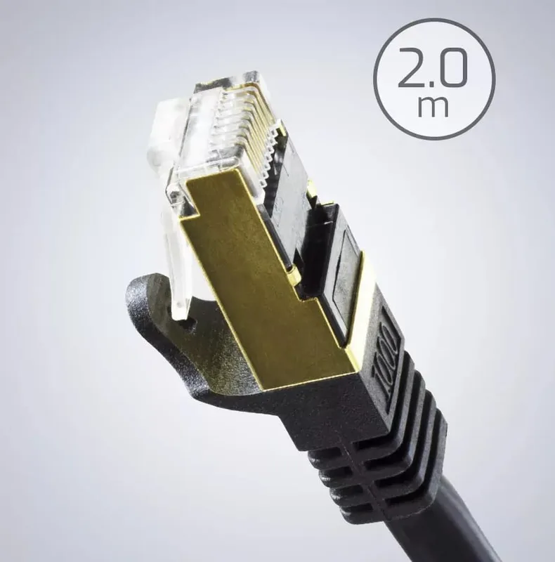 Ethernet Cat6a STP Patch Cable – 2.0m, Black, Snagless