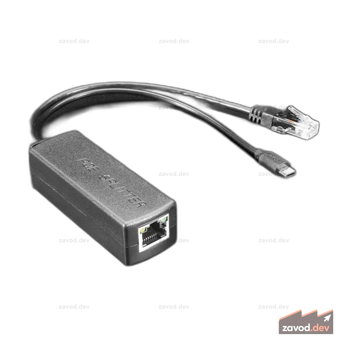 Разветвитель PoE со штекером MicroUSB — изолированный, 12 Вт, 5 В, 2,4 А