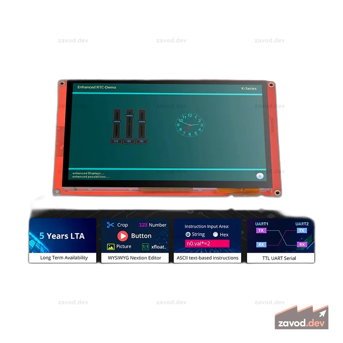 Nextion NX8048P070-011C 7,0″ HMI-TFT-дисплей (Intelligent Serie, IPS, емкостный сенсорный)