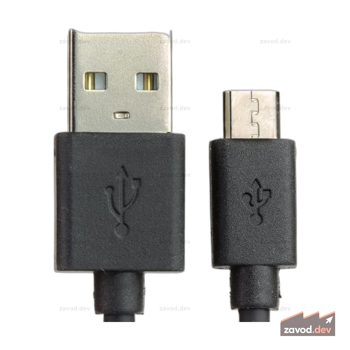 Кабель USB A — microB — черный — 10 см