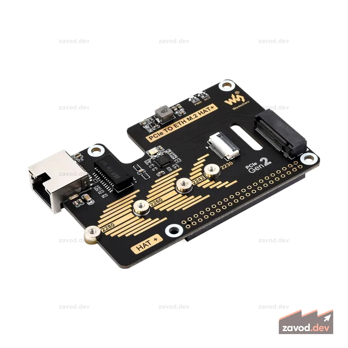 Шляпа адаптера Raspberry Pi 5 PCIe — Ethernet и M.2 NVMe