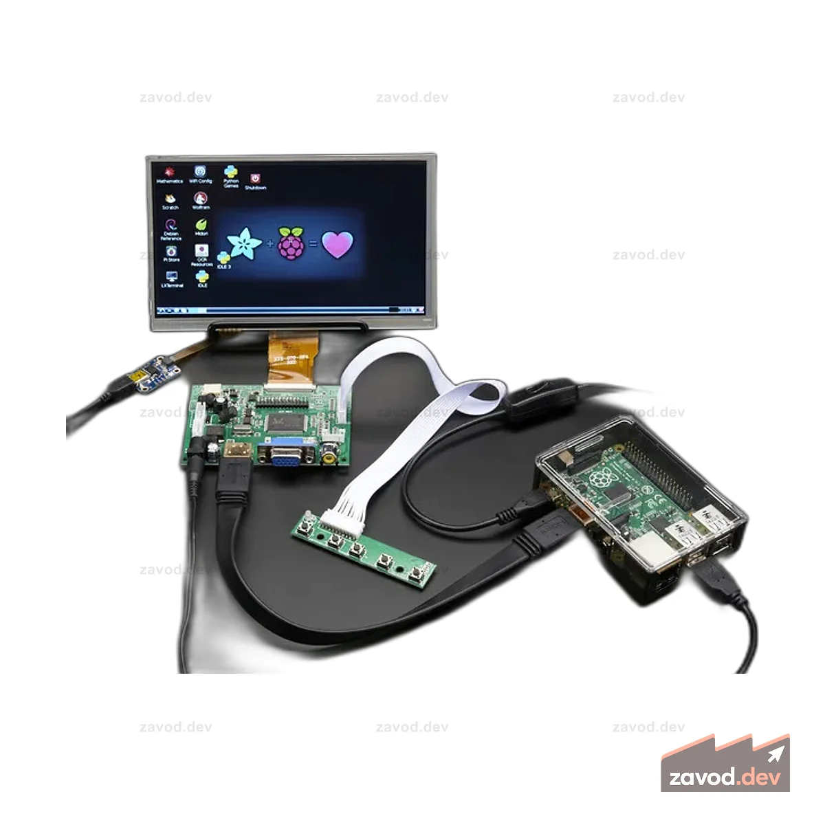 HDMI 4 Pi: 7-дюймовый дисплей с сенсорным экраном 1024x600 – HDMI/VGA/NTSC/PAL