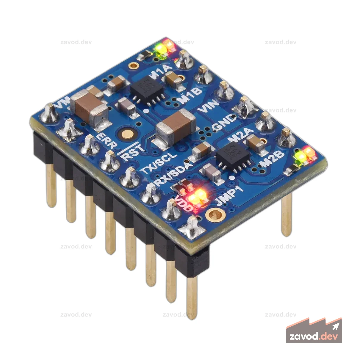 Контроллер двигателя Motoron M2T550 Dual I²C (контакты разъема припаяны)