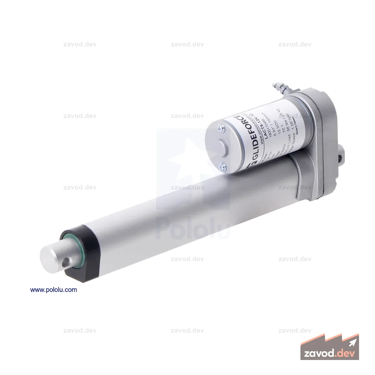 Glideforce LACT6-12V-05 Линейный привод для легких условий эксплуатации: 15 кгс, ход 6 дюймов (полезный 5,9 дюйма), 1,7 дюйма/с, 12 В