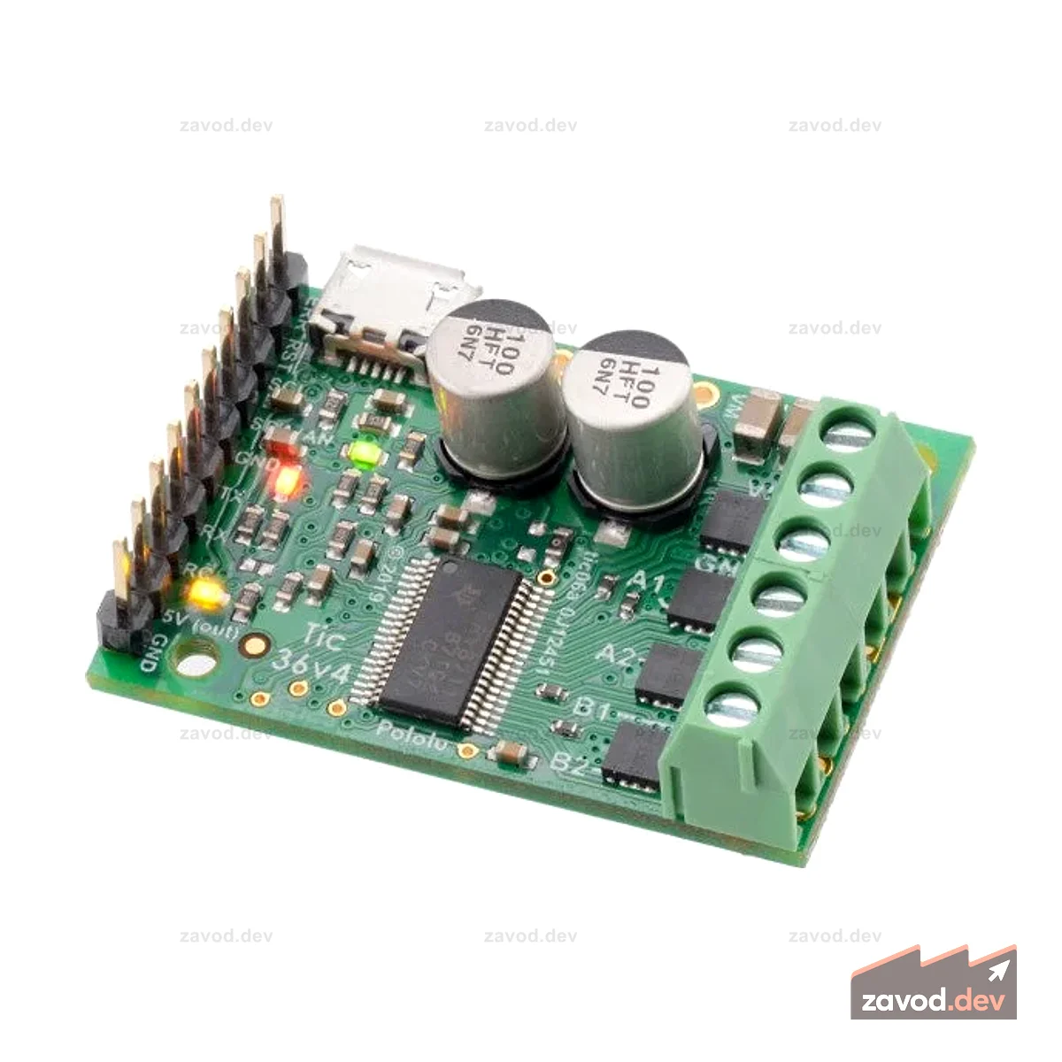 Pololu Tic 36v4 USB-мультиинтерфейсный контроллер мощного шагового двигателя (припаянные разъемы)