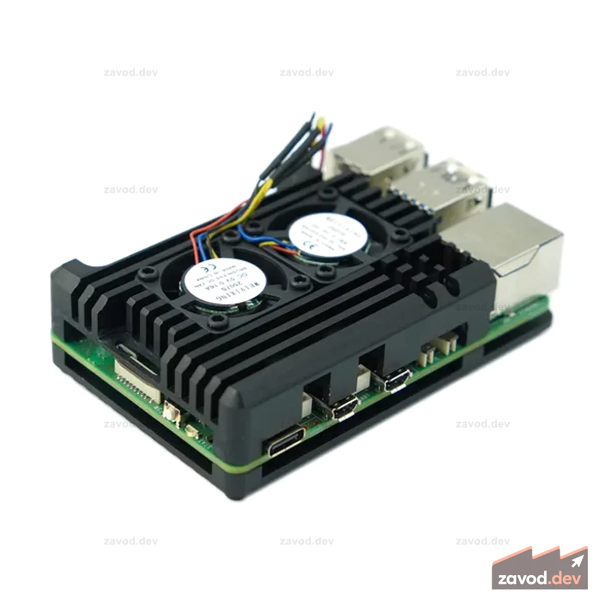 Эффективное охлаждение в корпусе с двумя вентиляторами Raspberry Pi 5