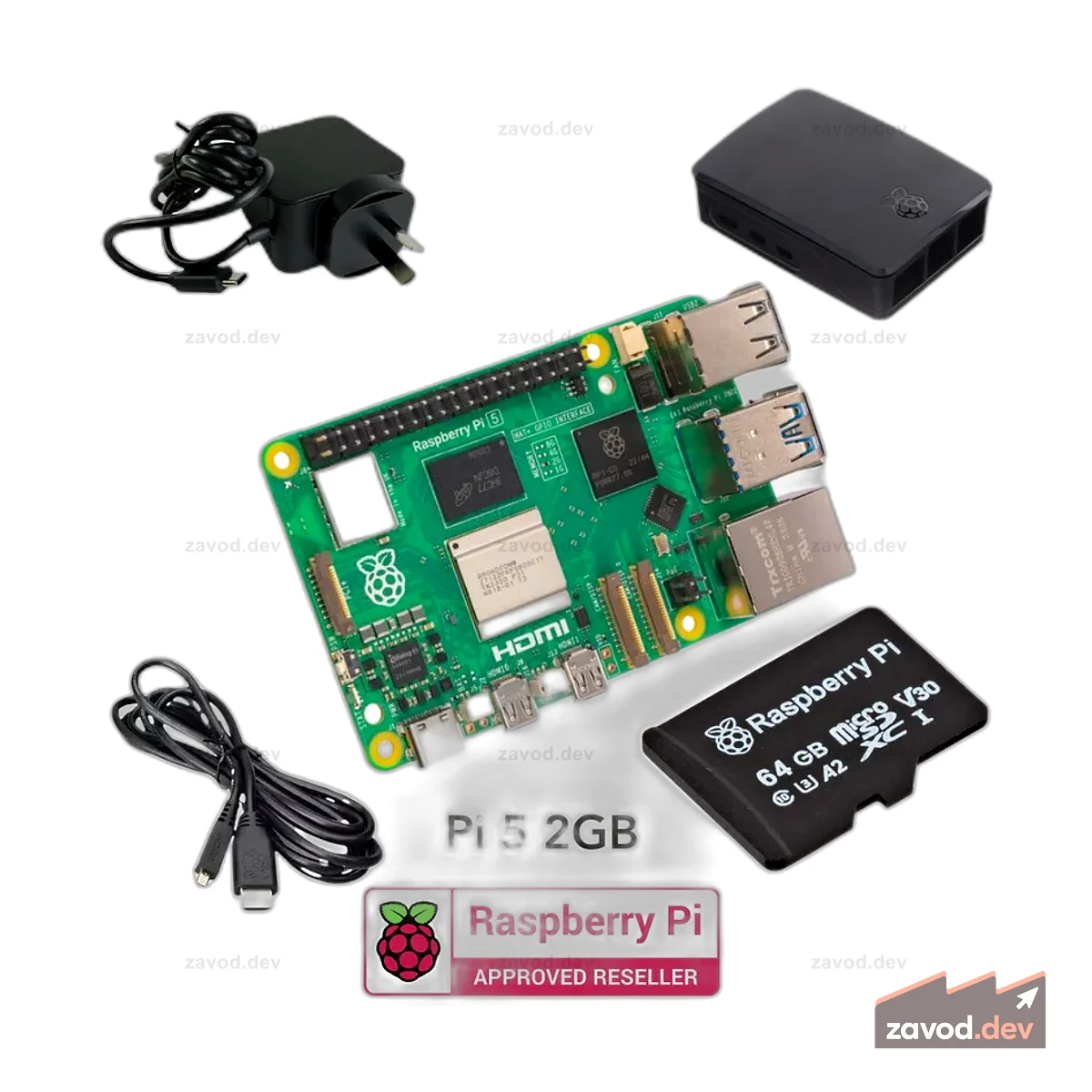Стартовый комплект Pakronics® Raspberry Pi® 5 2 ГБ — черный
