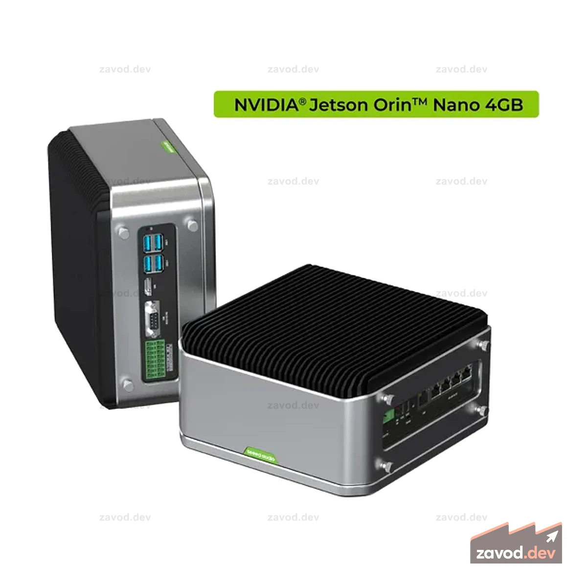 reServer Industrial J3010 — безвентиляторный сетевой видеорегистратор с поддержкой искусственного интеллекта и модулем NVIDIA Jetson Orin™ Nano 4 ГБ.