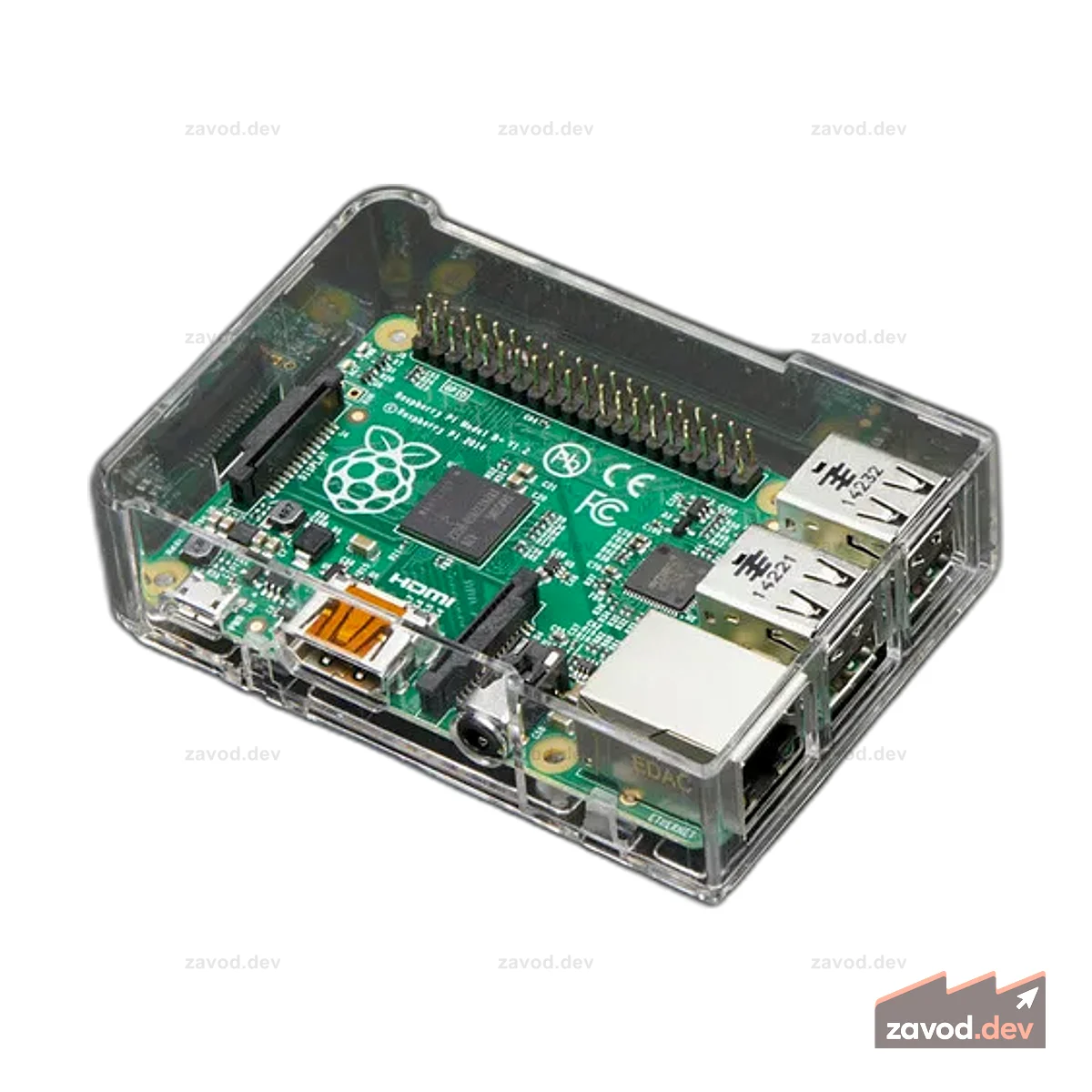 Основание корпуса Pi Model B+ / Pi 2 / Pi 3 — прозрачное