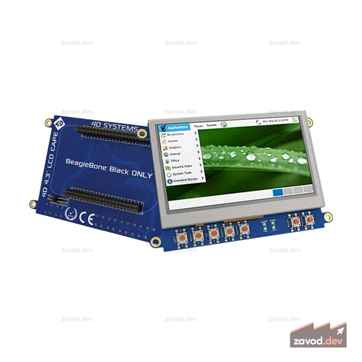Накидка с 4,3-дюймовым ЖК-дисплеем для BeagleBone® Black — без сенсорного дисплея