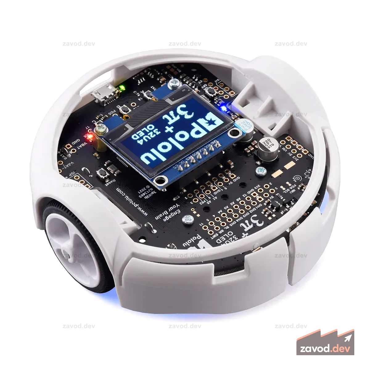 Робот 3pi+ 32U4 OLED — стандартная версия (двигатели 30:1 MP), в сборе
