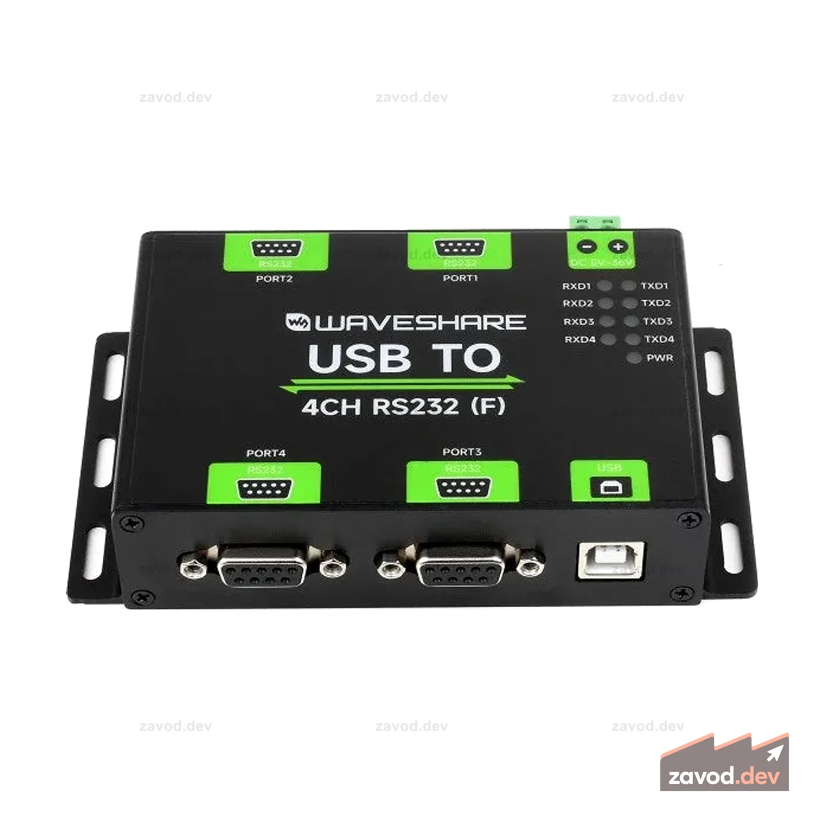 Изолятор Waveshare Industrieller USB-zu-4-Kanal-RS232-Konverter, Buchsenanschluss