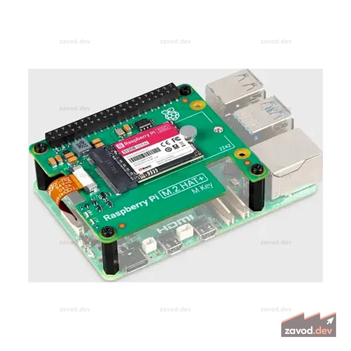Комплект твердотельного накопителя Raspberry Pi — 512 ГБ с Raspberry Pi M.2 HAT+