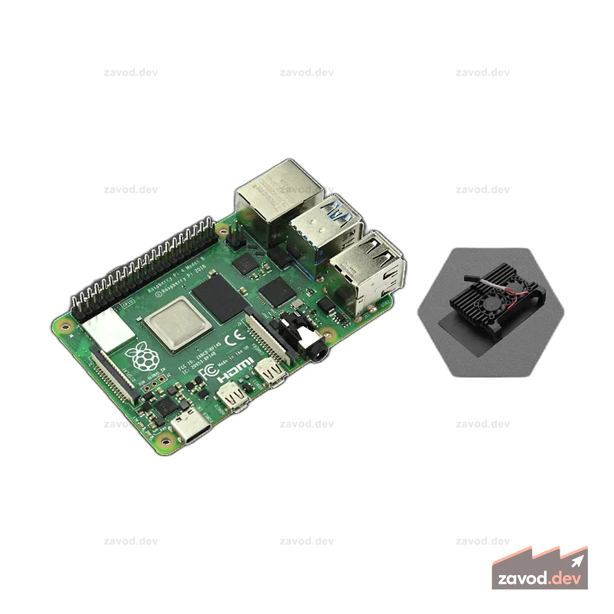 Raspberry Pi 4 Model B — 8 ГБ в металлическом корпусе (два вентилятора)