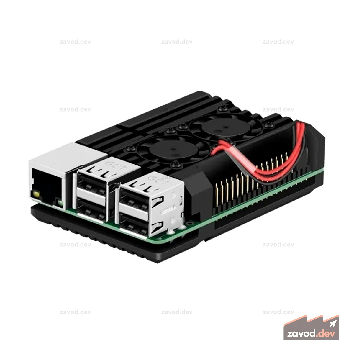 с двойным вентилятором для Raspberry Pi 3B/3B+