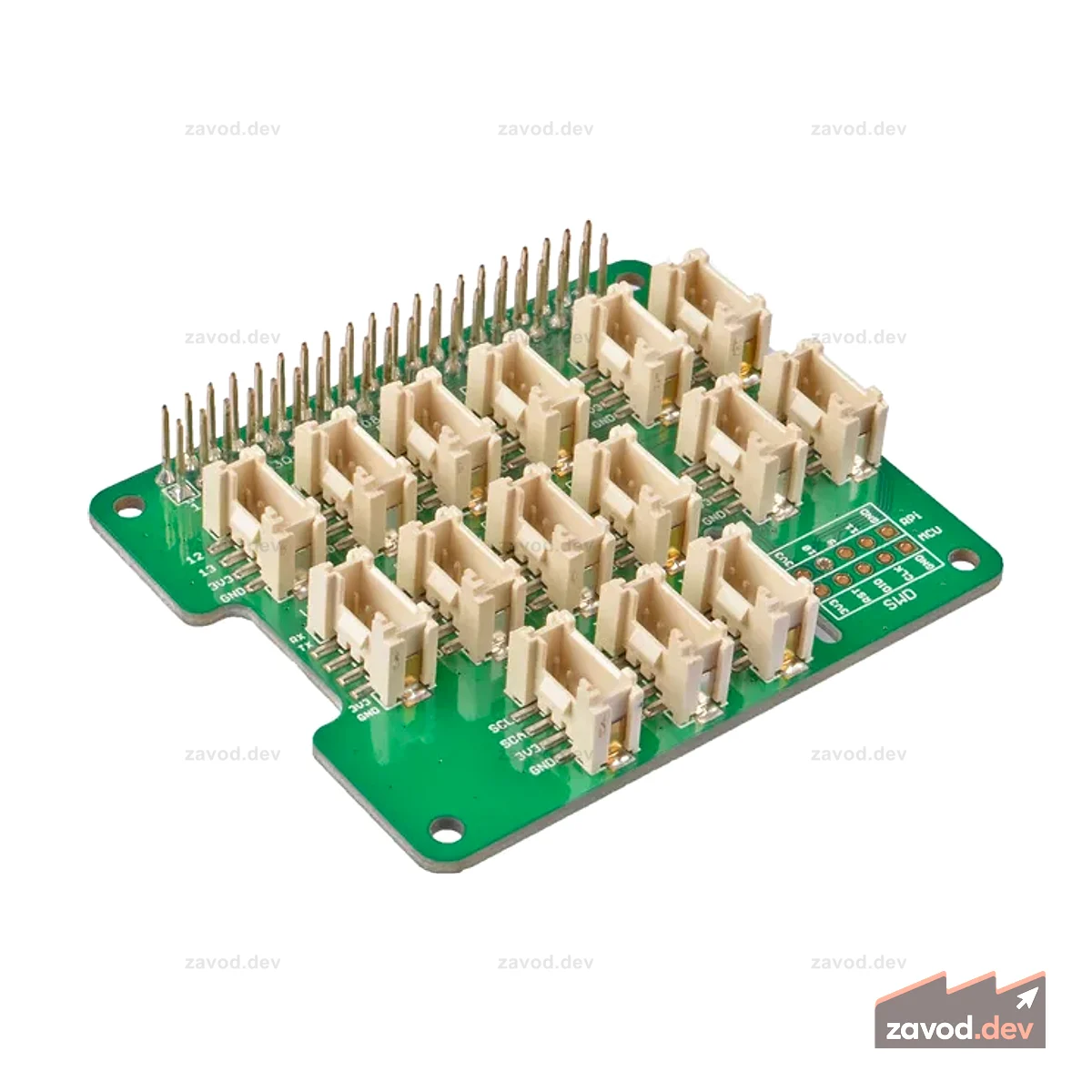 Базовая шляпа Grove для Raspberry Pi — 24-контактный разъем GPIO, интерфейс Grove для 3 × I2C, 1 × UART, 6 × цифровых, 4 × аналоговых, интерфейс отладки SWD, 1 порт ШИМ
