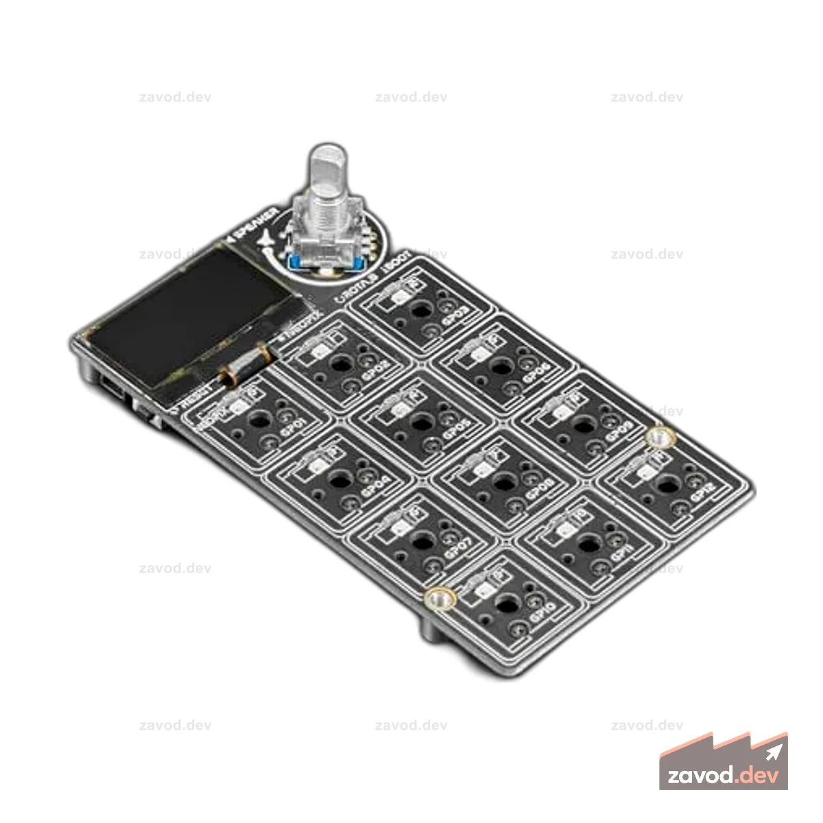 Adafruit MACROPAD RP2040 Bare Bones — клавиши 3x4 + кодировщик + OLED