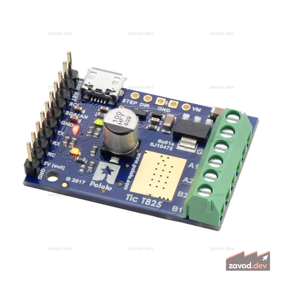 Pololu Tic T825 USB-контроллер шагового двигателя с несколькими интерфейсами (припаянные разъемы)