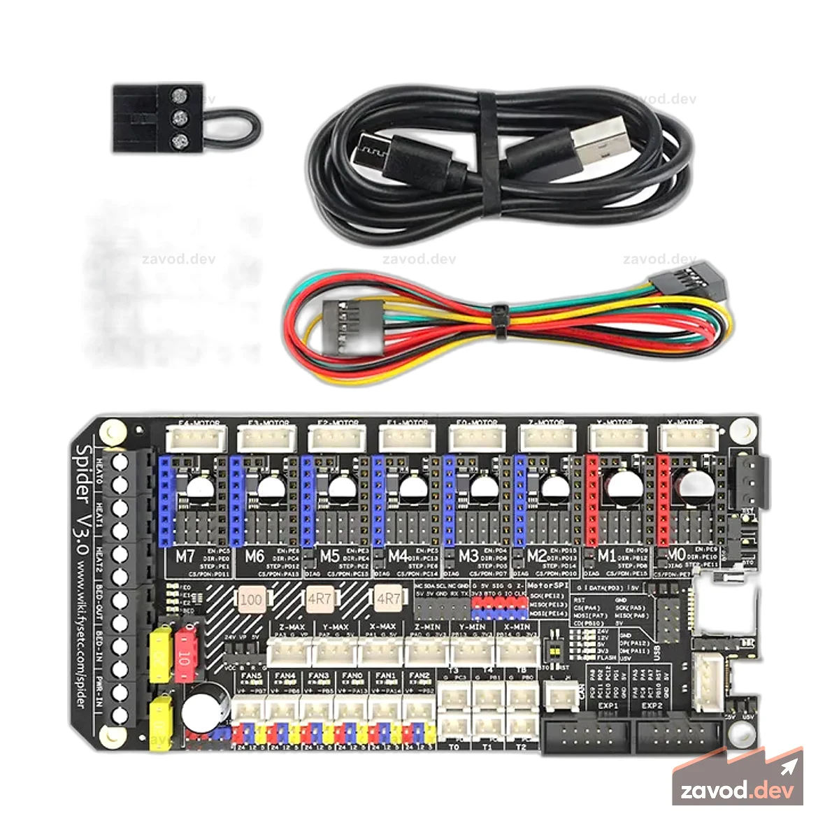 FYSETC Spider V3.0 32-битная материнская плата STM32F446 Поддержка платы управления Klliper/Marlin/RRF с интерфейсом CAN для Voron