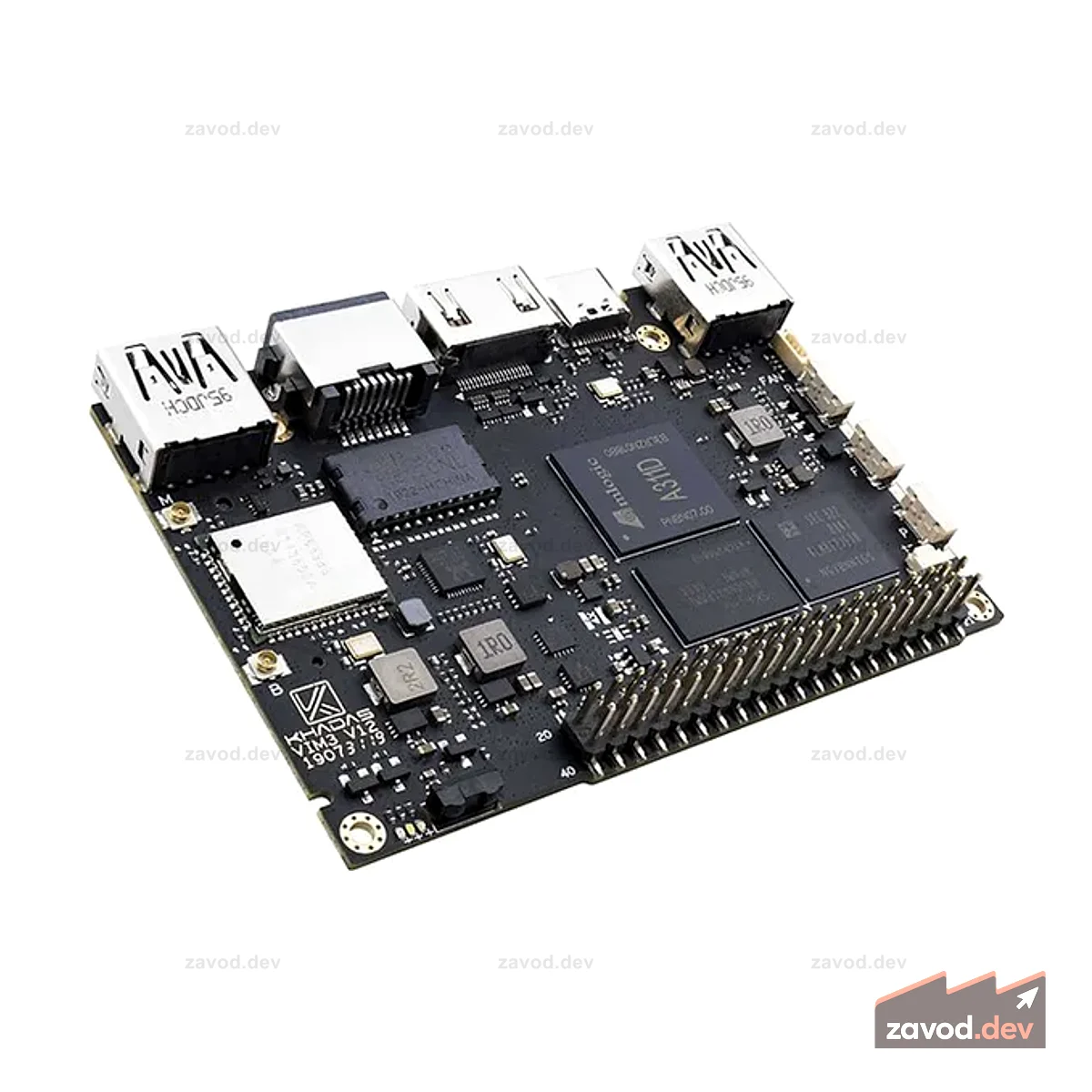 Khadas VIM3 Pro SBC — A311D SoC с 5 TOPS NPU, 4 ГБ ОЗУ, 32 ГБ eMMC, двойным дисплеем, двойной камерой, SSD через m.2, Wi-Fi/Bluetooth 5.0