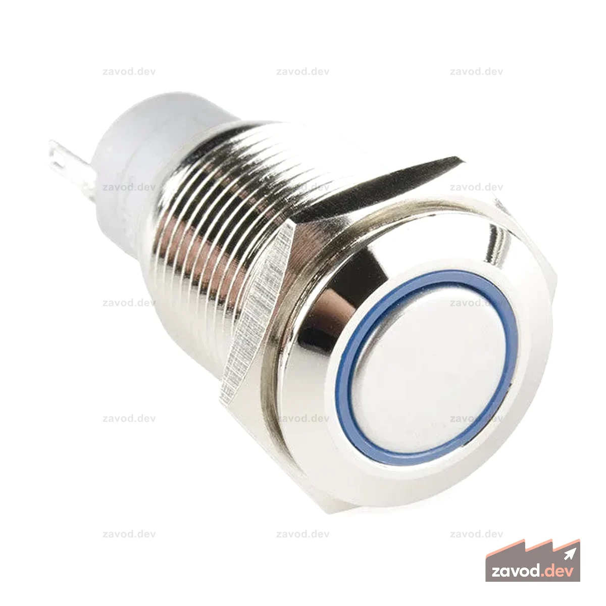 Кнопка металлическая - без фиксации (16мм, синяя)