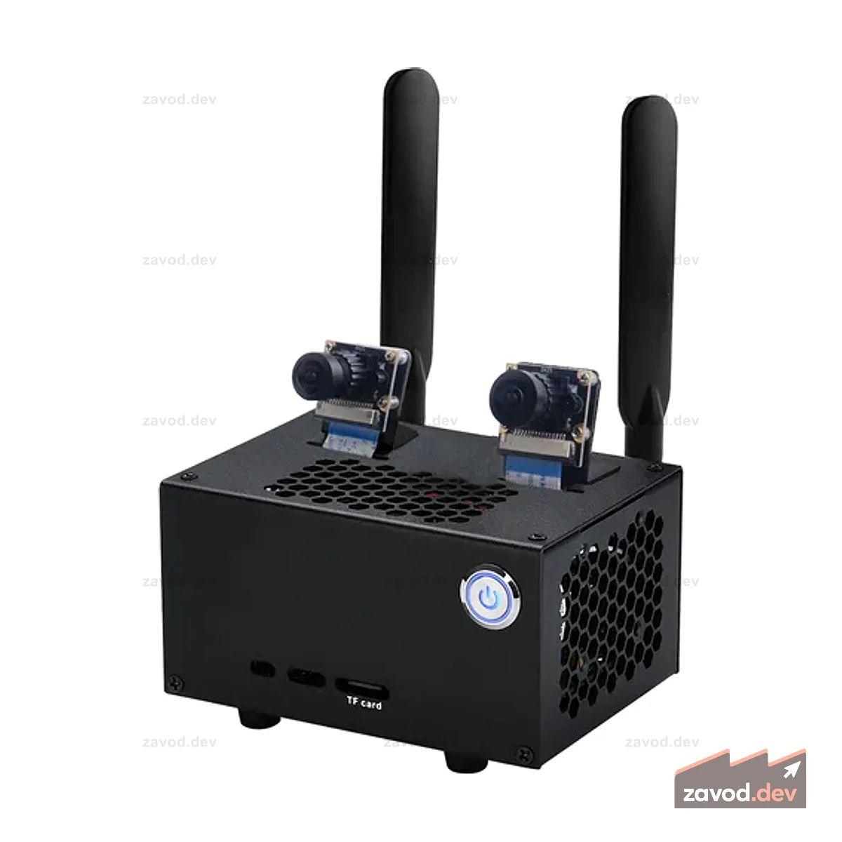 Железный чехол для Jetson Nano B01 с охлаждающим вентилятором, двумя креплениями для антенн, кнопками Power/FR/RESET
